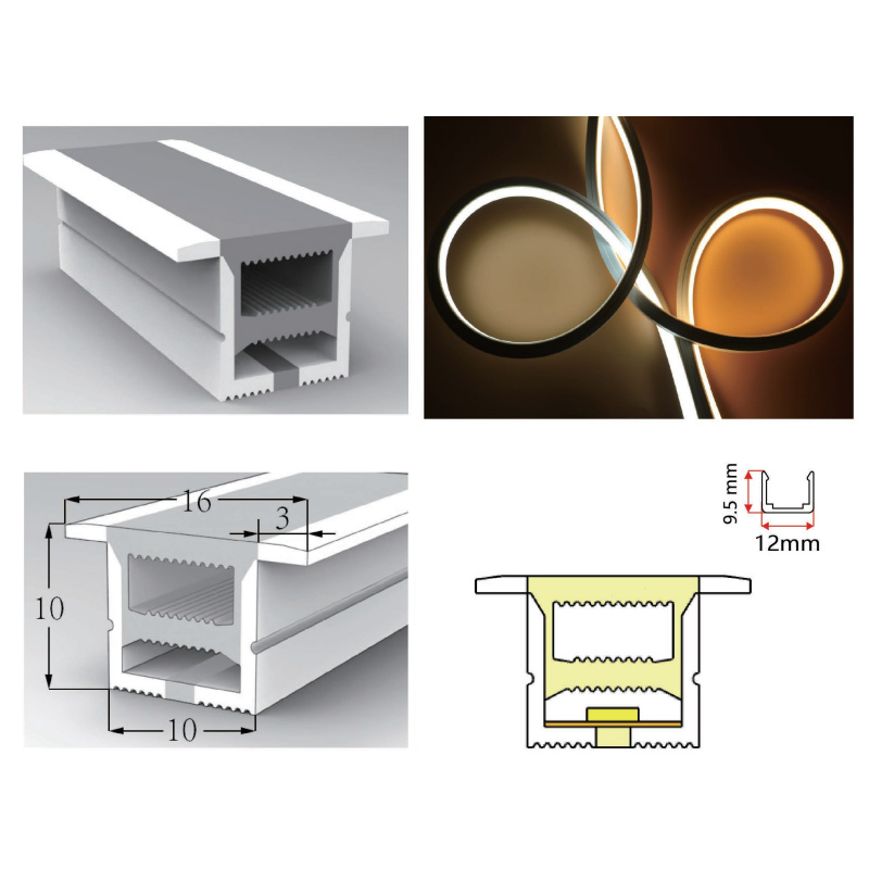 Silicone LED Profile With White Flange For 5mm Wide LED Strip - 10*10mm 120° Top Emitting Silicone LED Profile With White Flange For 5mm Wide LED Strip - 10*10mm 120° Top Emitting